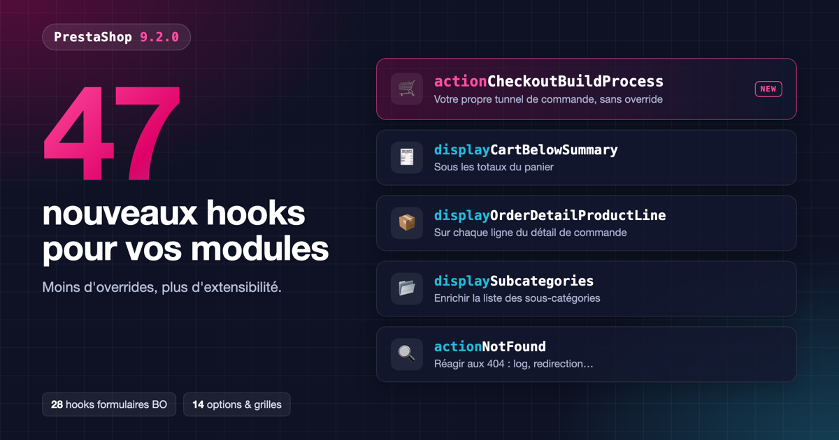 Les nouveaux hooks de PrestaShop 9.2, testés en conditions réelles